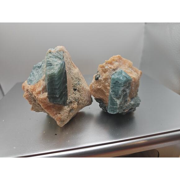 Fluorapatite On Orange Calcite 2pc Raw Specimen. 90lbs - Picture 11 of 11